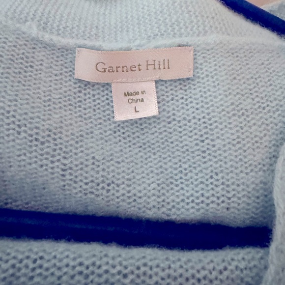Garnet Hill 100% Cashmere Baby Blue Tie Front Cardigan Women’s Size Large. - Picture 3 of 6